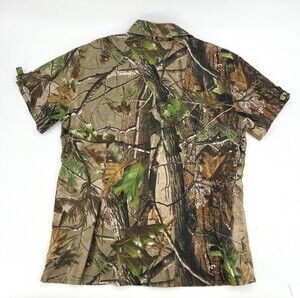 SHE Safari Shirt Womens 2XL XXL Camouflage Brown Button up Short Sleeve Hunt